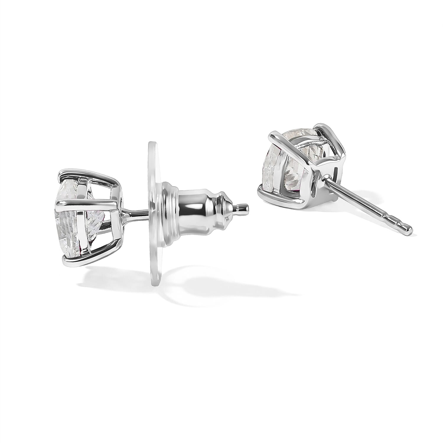 EverTrue Lab Created Sapphire 6.85 ctw Spectrum Set of 3 Earrings, Ring (Size 5.0) and Pendant in Platinum Bond with Stainless Steel Necklace (20 Inches)