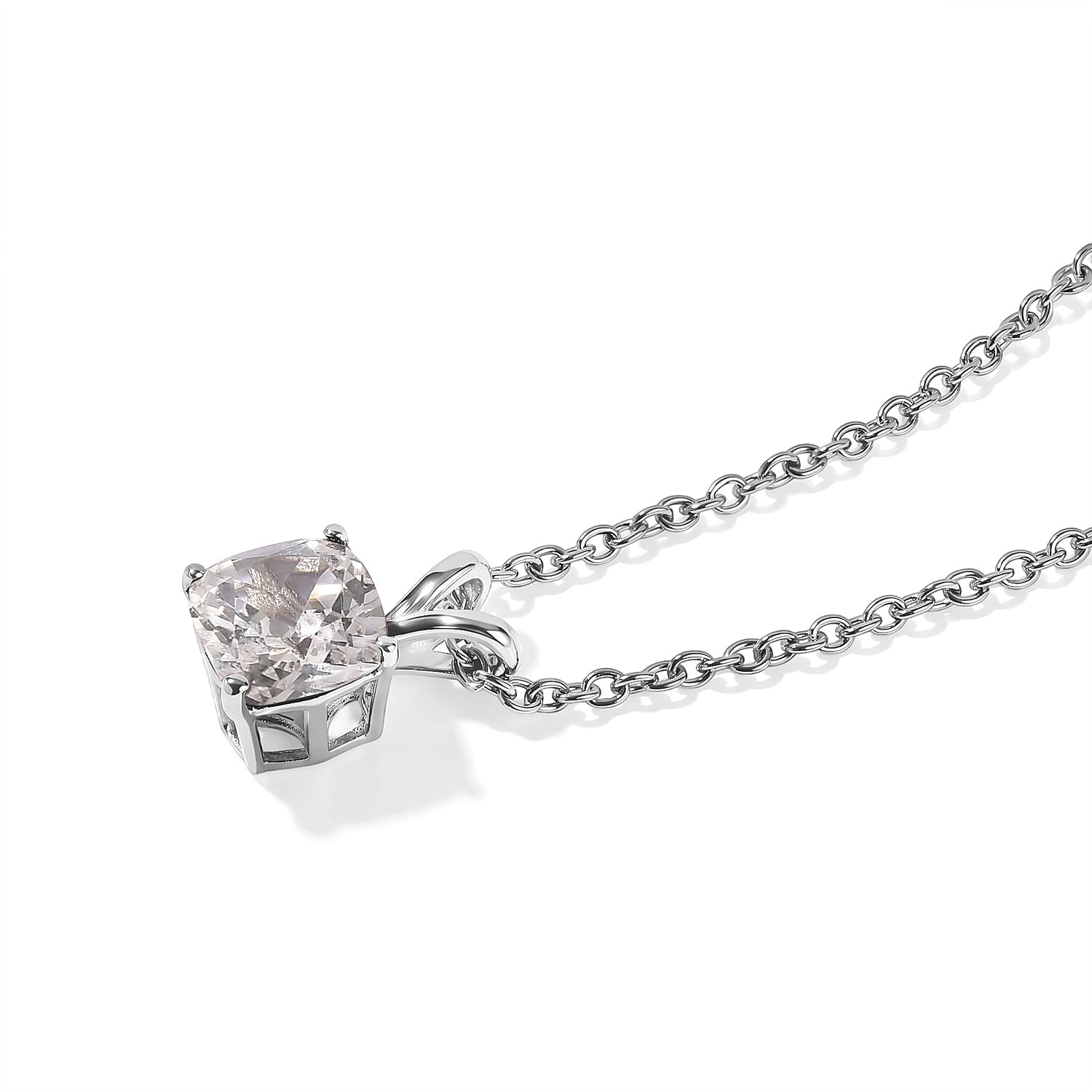 EverTrue Lab Created Sapphire 6.85 ctw Set of 3 Earrings, Ring (Size 7.0) and Pendant in Platinum Bond with Stainless Steel Necklace 20 Inches
