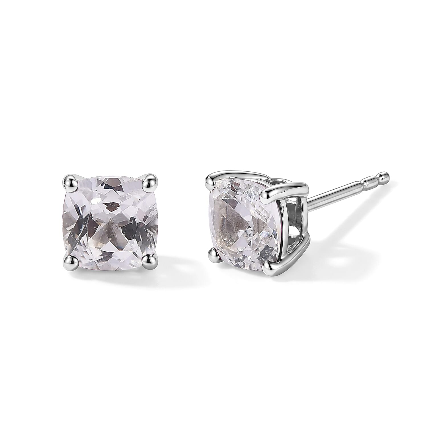 EverTrue Lab Created Sapphire 6.85 ctw Set of 3 Earrings, Ring (Size 7.0) and Pendant in Platinum Bond with Stainless Steel Necklace 20 Inches