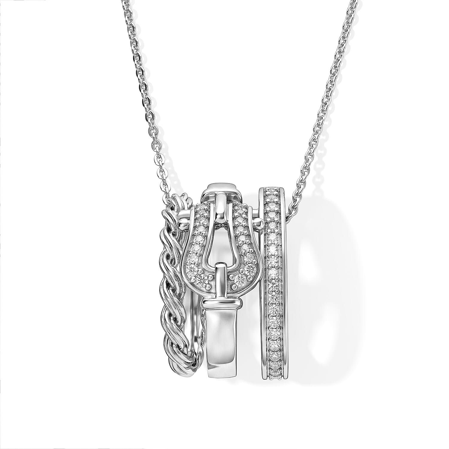 GP White Diamond 0.20 ctw Pendant Necklace in Rhodium Over Sterling Silver 20 Inches