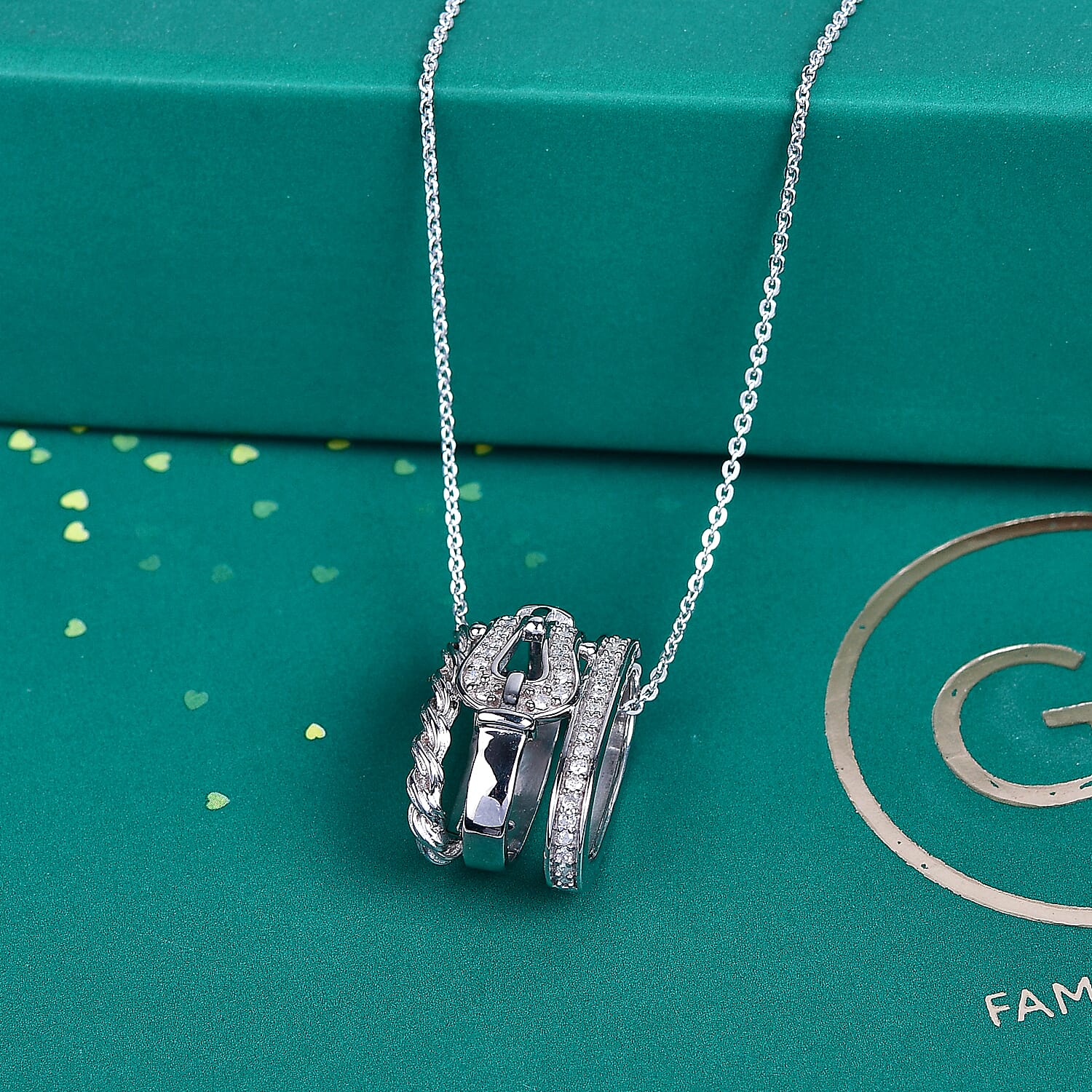 GP White Diamond 0.20 ctw Pendant Necklace in Rhodium Over Sterling Silver 20 Inches