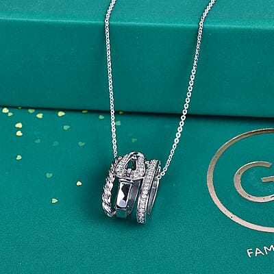 GP White Diamond 0.20 ctw Pendant Necklace in Rhodium Over Sterling Silver 20 Inches