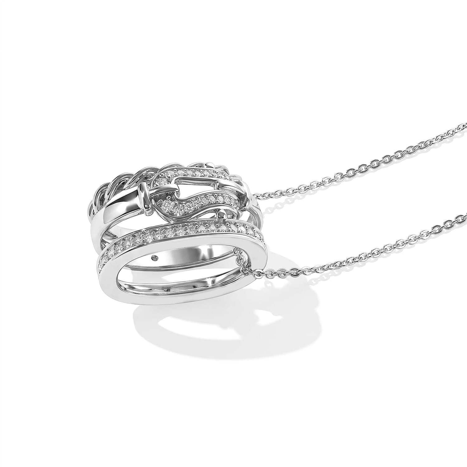 GP White Diamond 0.20 ctw Pendant Necklace in Rhodium Over Sterling Silver 20 Inches