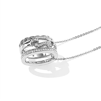 GP White Diamond 0.20 ctw Pendant Necklace in Rhodium Over Sterling Silver 20 Inches