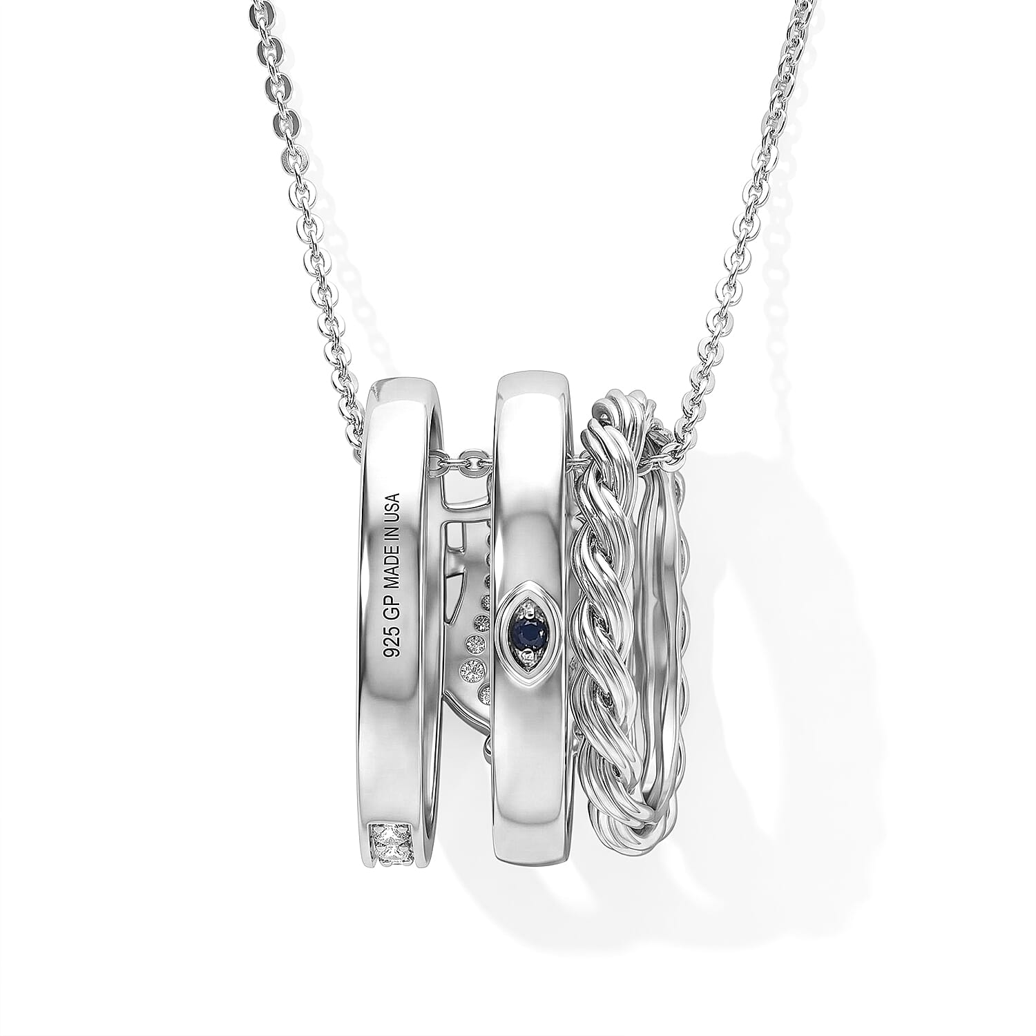 GP White Diamond 0.20 ctw Pendant Necklace in Rhodium Over Sterling Silver 20 Inches