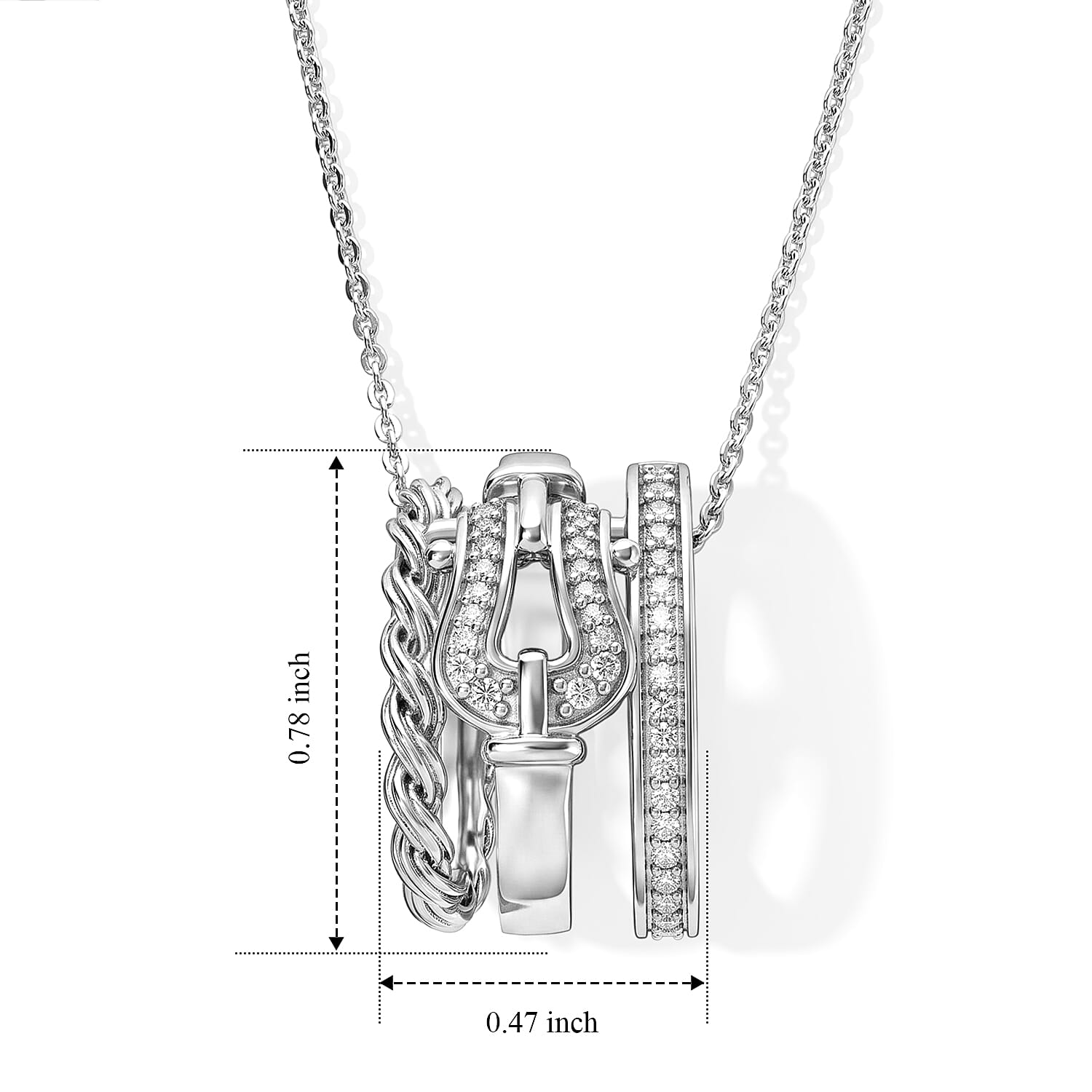 GP White Diamond 0.20 ctw Pendant Necklace in Rhodium Over Sterling Silver 20 Inches