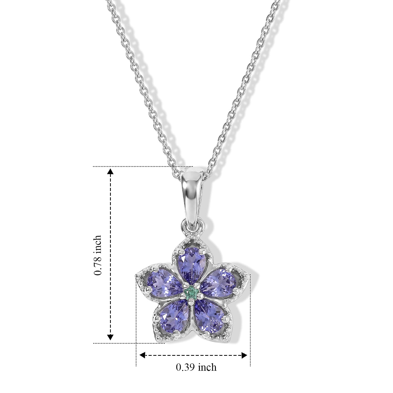 D'Joy Tanzanite and Paraiba Tourmaline 0.80 ctw Pendant Necklace in Rhodium Over Sterling Silver 20 Inches