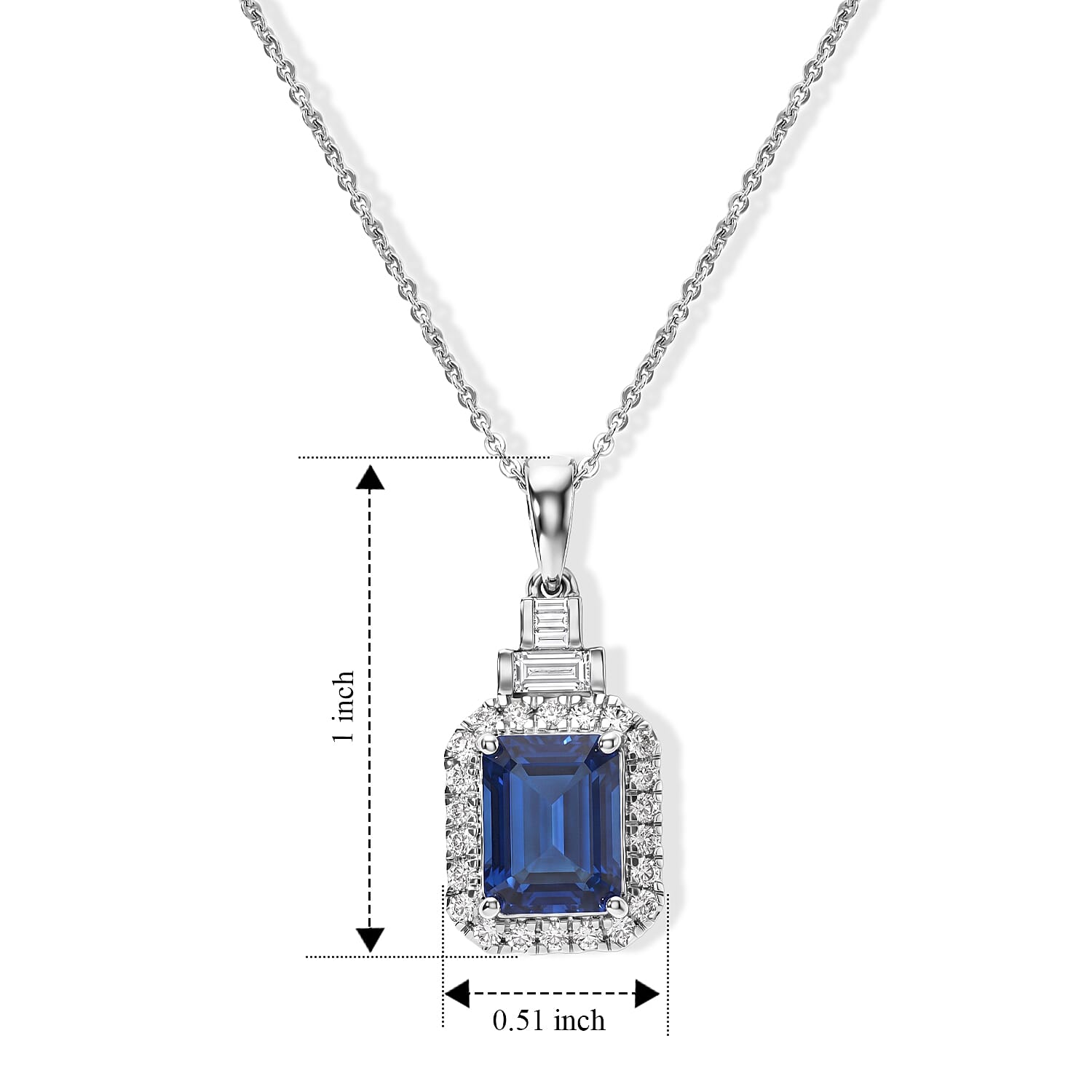 Certified and Appraised D'Joy Premium Kashmir Kyanite and Moissanite 3.10 ctw Pendant Necklace in Rhodium Over Sterling Silver 18 Inches
