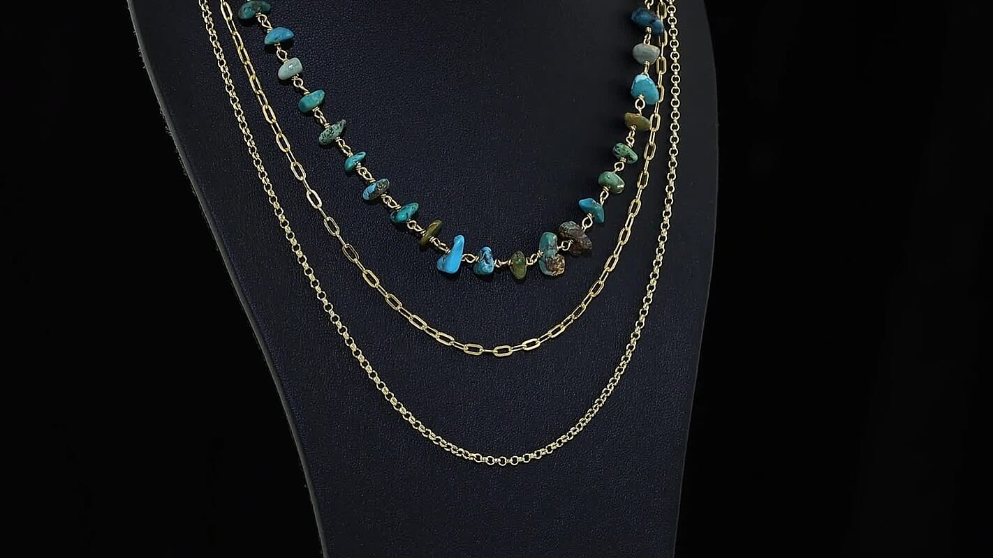 Set of 3 - Fancy Necklace in 18K YG Vermeil Sterling Silver 65.00 ctw