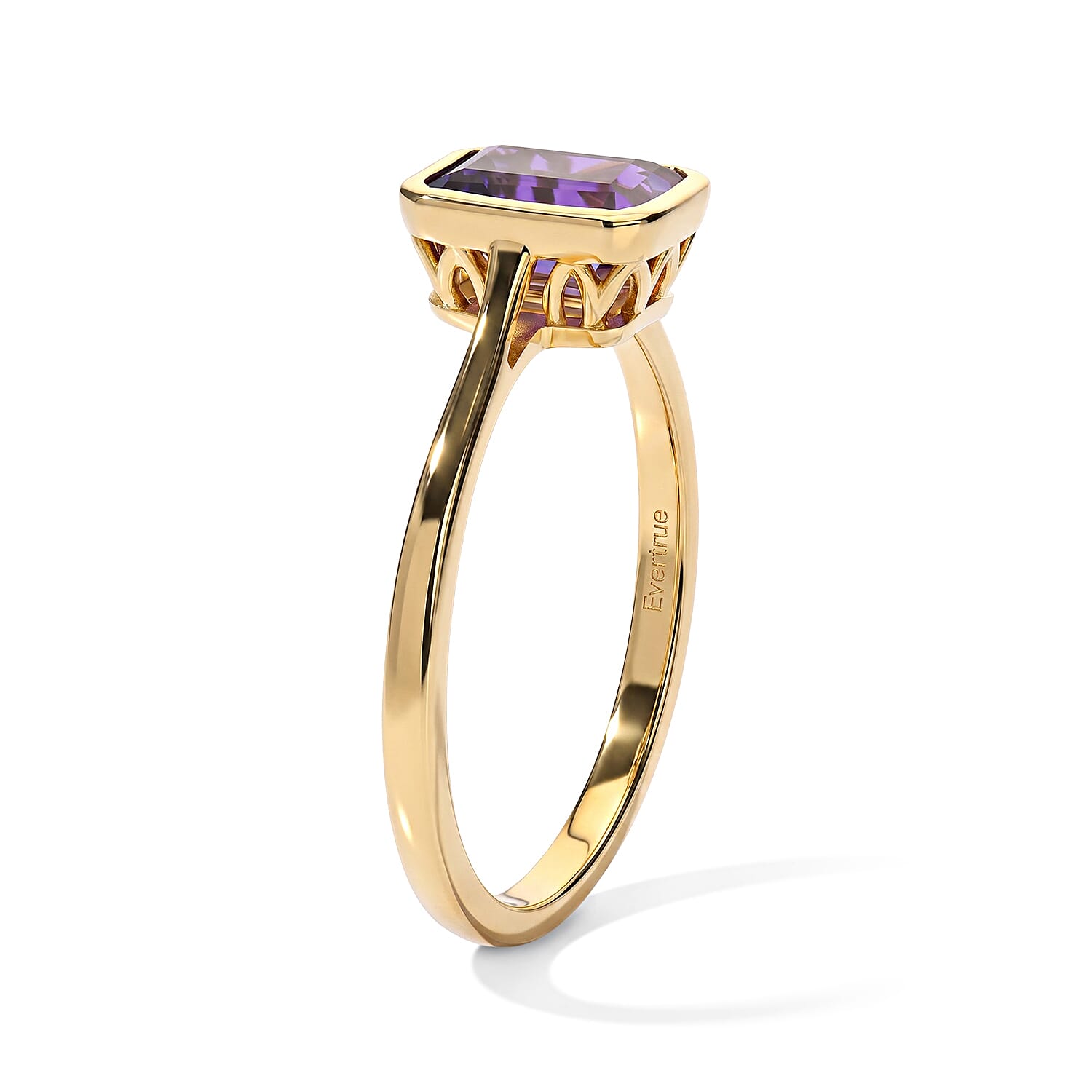 EverTrue African Amethyst 5.00 ctw Set of 3 Earrings, Ring (Size 5) and Pendant in 18K YG Plated with ION Plated YG Stainless Steel Necklace 20 Inches