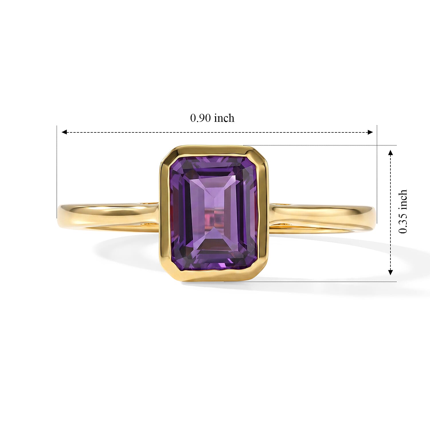 EverTrue African Amethyst 5.00 ctw Set of 3 Earrings, Ring (Size 5) and Pendant in 18K YG Plated with ION Plated YG Stainless Steel Necklace 20 Inches