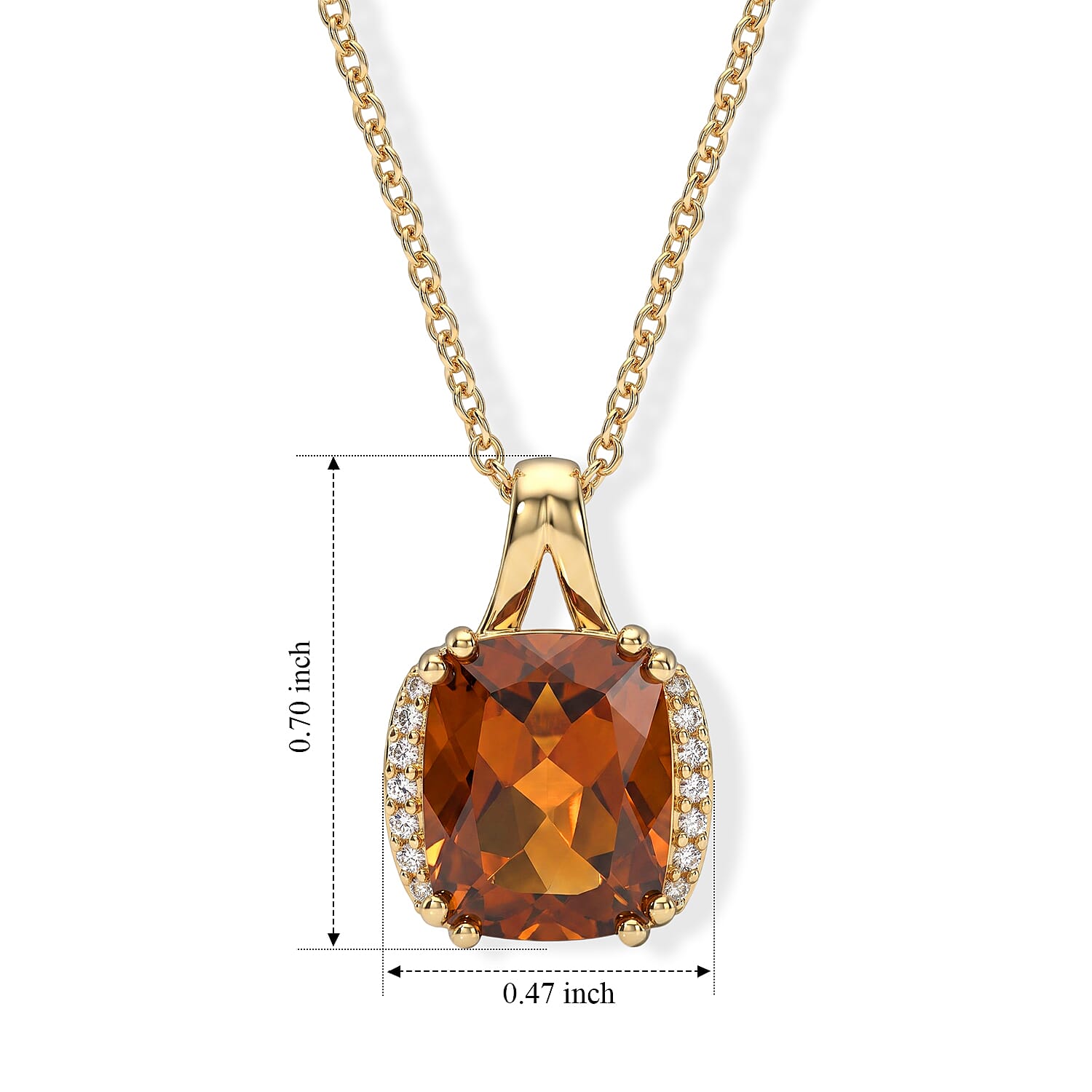 EverTrue Santa Ana Madeira Citrine and White Zircon 3.85 ctw Harvest Moon Line Pendant in 18K YG Plated with ION Plated YG Stainless Steel Necklace 20 Inches