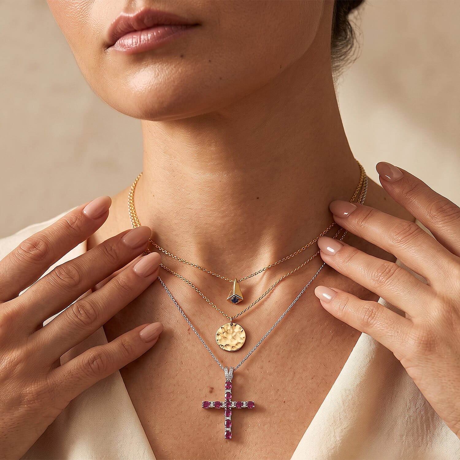 D'Joy Premium Radiant Ember Garnet and White Zircon 2.00 ctw Pendant Necklace in Rhodium Over Sterling Silver 20 Inches