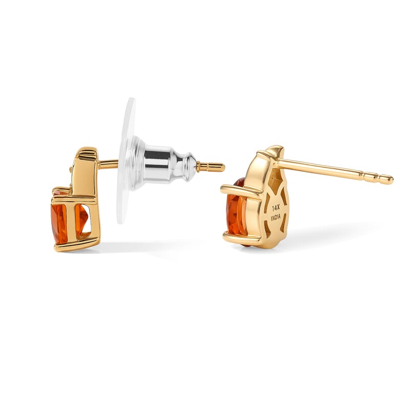 D'Joy Spessartine Garnet and Tsavorite Garnet 3.00 ctw Earrings and Ring (Size 9.0) in 18K Vermeil Yellow Gold Over Sterling Silver