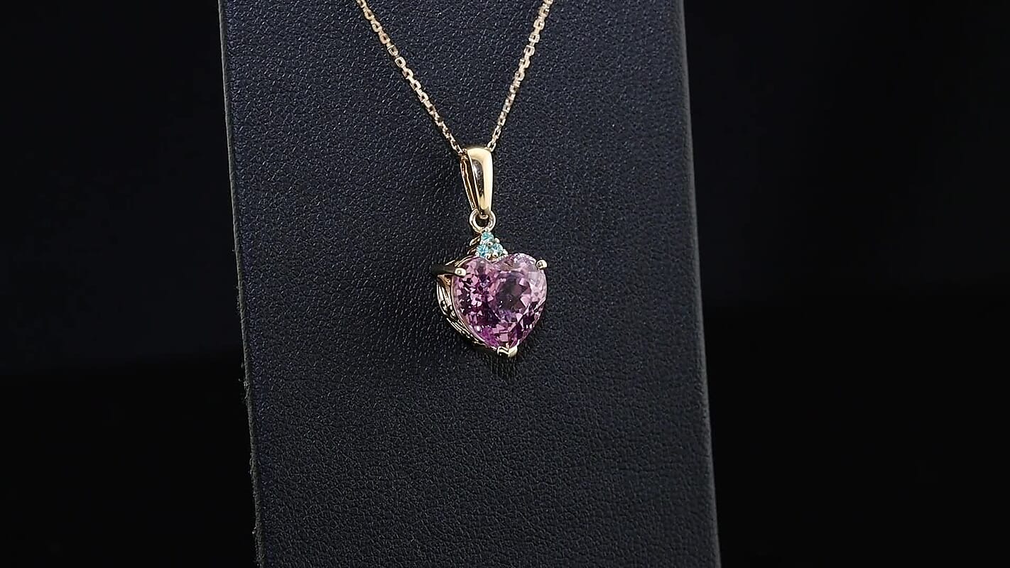 Luxoro AAA Patroke Kunzite and Paraiba Tourmaline 5.00 ctw Pendant Necklace in 10K Rose Gold 20 Inches