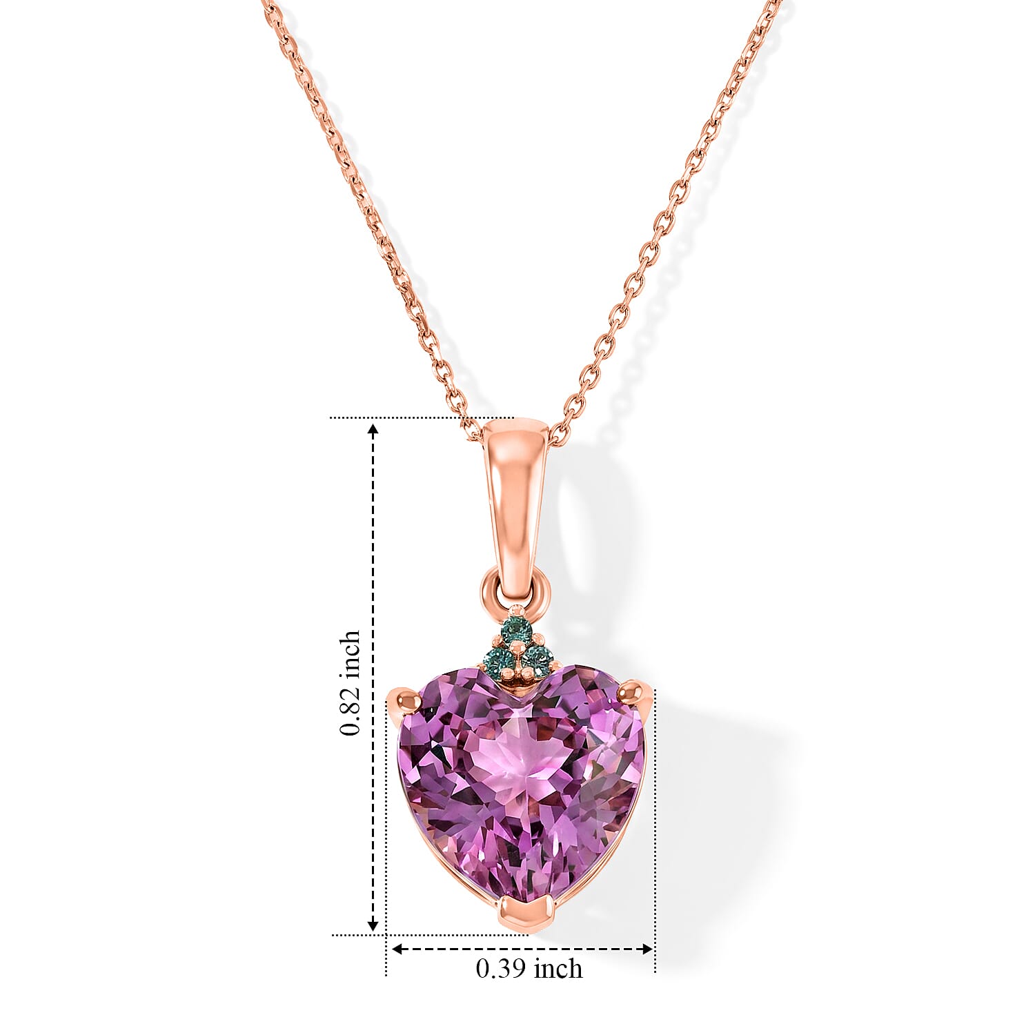 Luxoro AAA Patroke Kunzite and Paraiba Tourmaline 5.00 ctw Blue Trinity Pendant Necklace in 10K Rose Gold 20 Inches