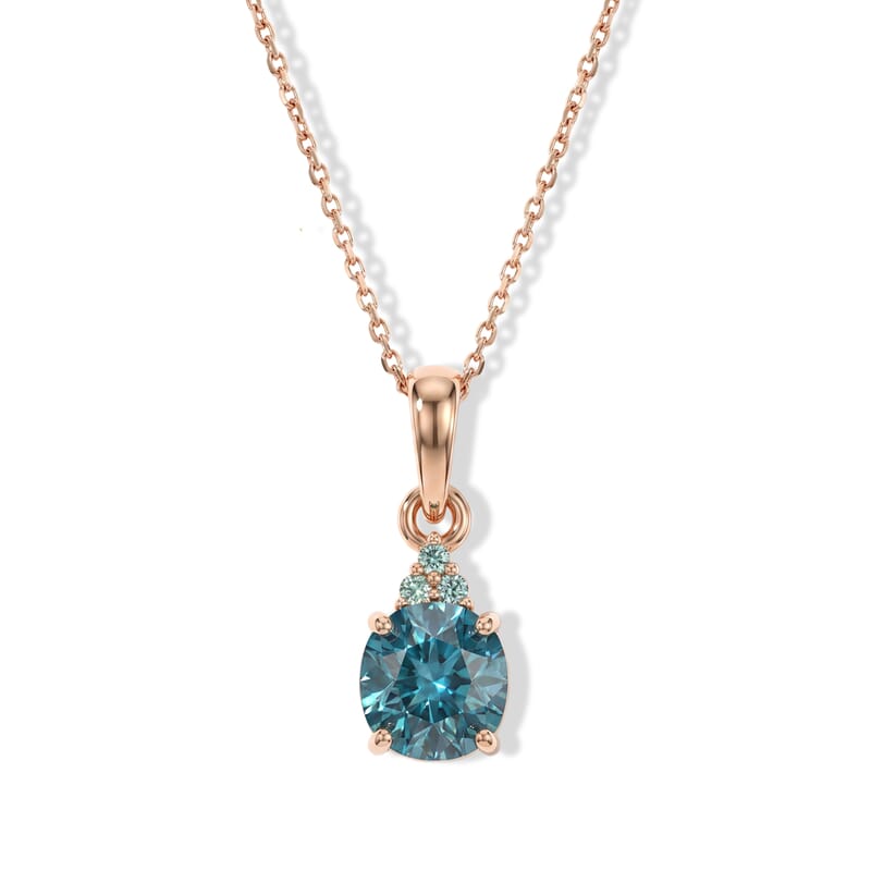 Luxoro AAA Cambodian Blue Zircon and Paraiba Tourmaline 1.90 ctw Blue Dew Pendant Necklace in 10K Rose Gold 20 Inches