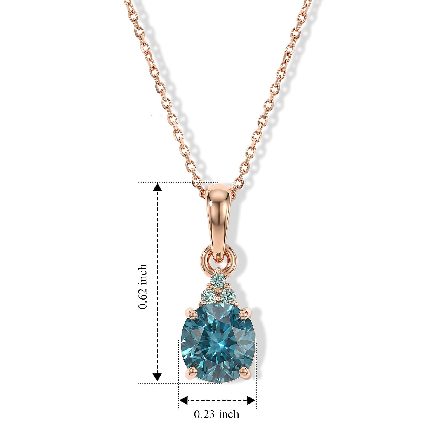 Luxoro AAA Cambodian Blue Zircon and Paraiba Tourmaline 1.90 ctw Blue Dew Pendant Necklace in 10K Rose Gold 20 Inches