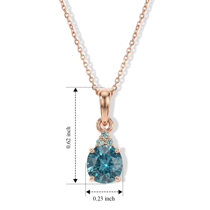 Luxoro AAA Cambodian Blue Zircon and Paraiba Tourmaline 1.90 ctw Blue Dew Pendant Necklace in 10K Rose Gold 20 Inches