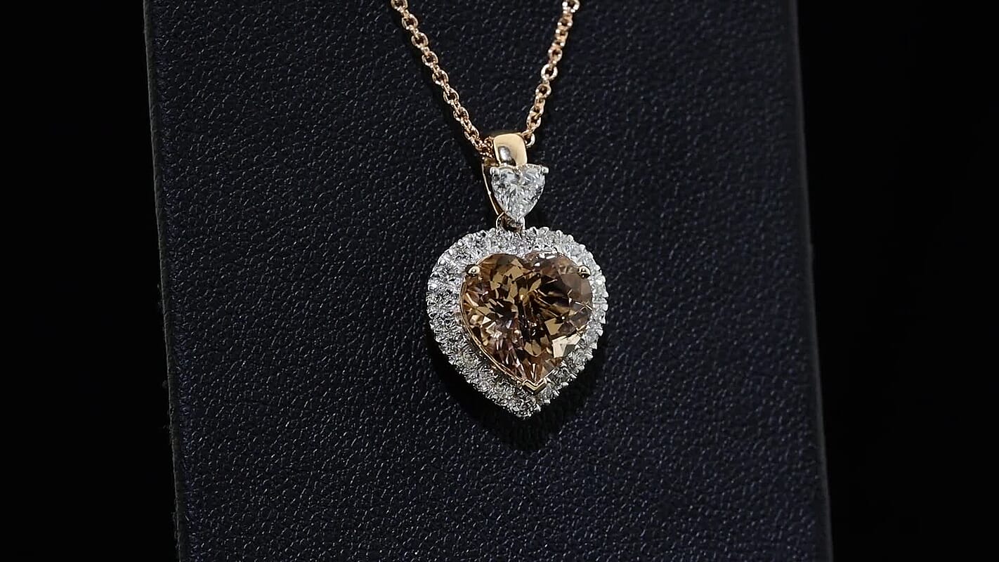 Certified & Appraised 10K Rose Gold AAA Marropino Morganite, Luxuriant Lab Grown Diamond (G-H, SI) (0.55 cts) Pendant Necklace (18 Inches) 3.80 ctw