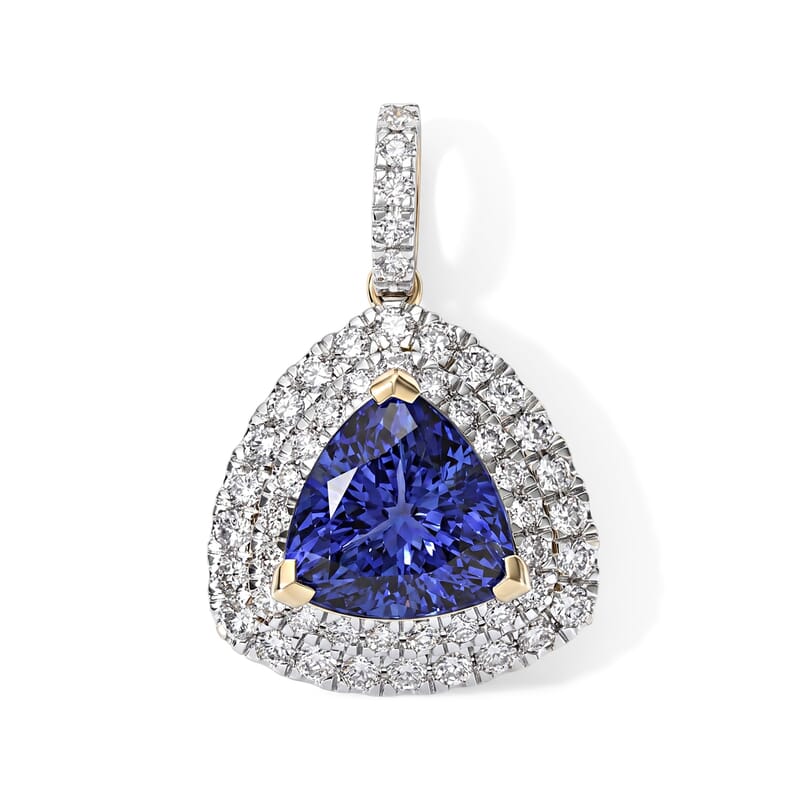 Certified & Appraised AAA Tanzanite and Luxuriant Lab Grown Diamond G-H SI 4.80 ctw Pendant Necklace in 10K Yellow Gold 18 Inches