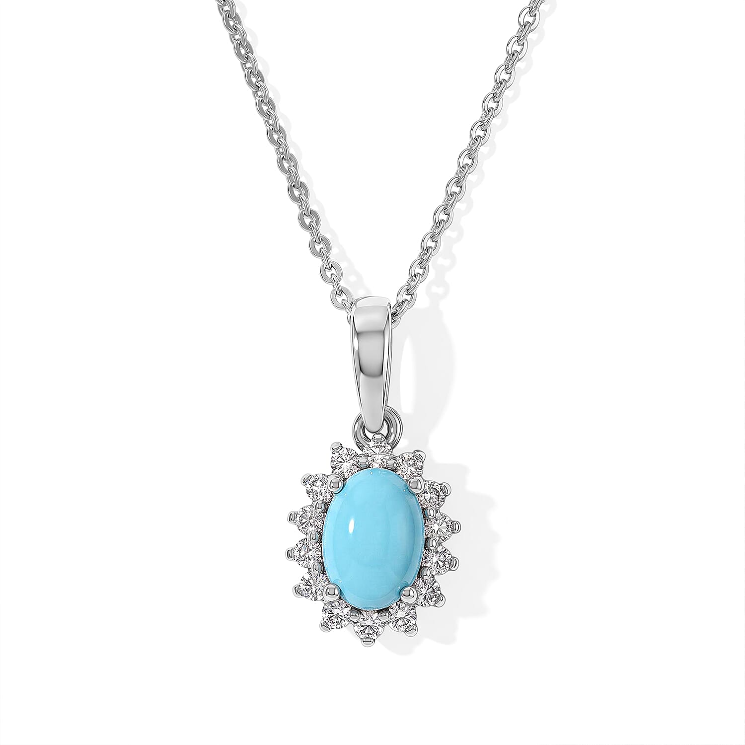 Pendant with Cable Chain CL-35 (Size 20) in Rhodium Over Sterling Silver 1.34 ctw