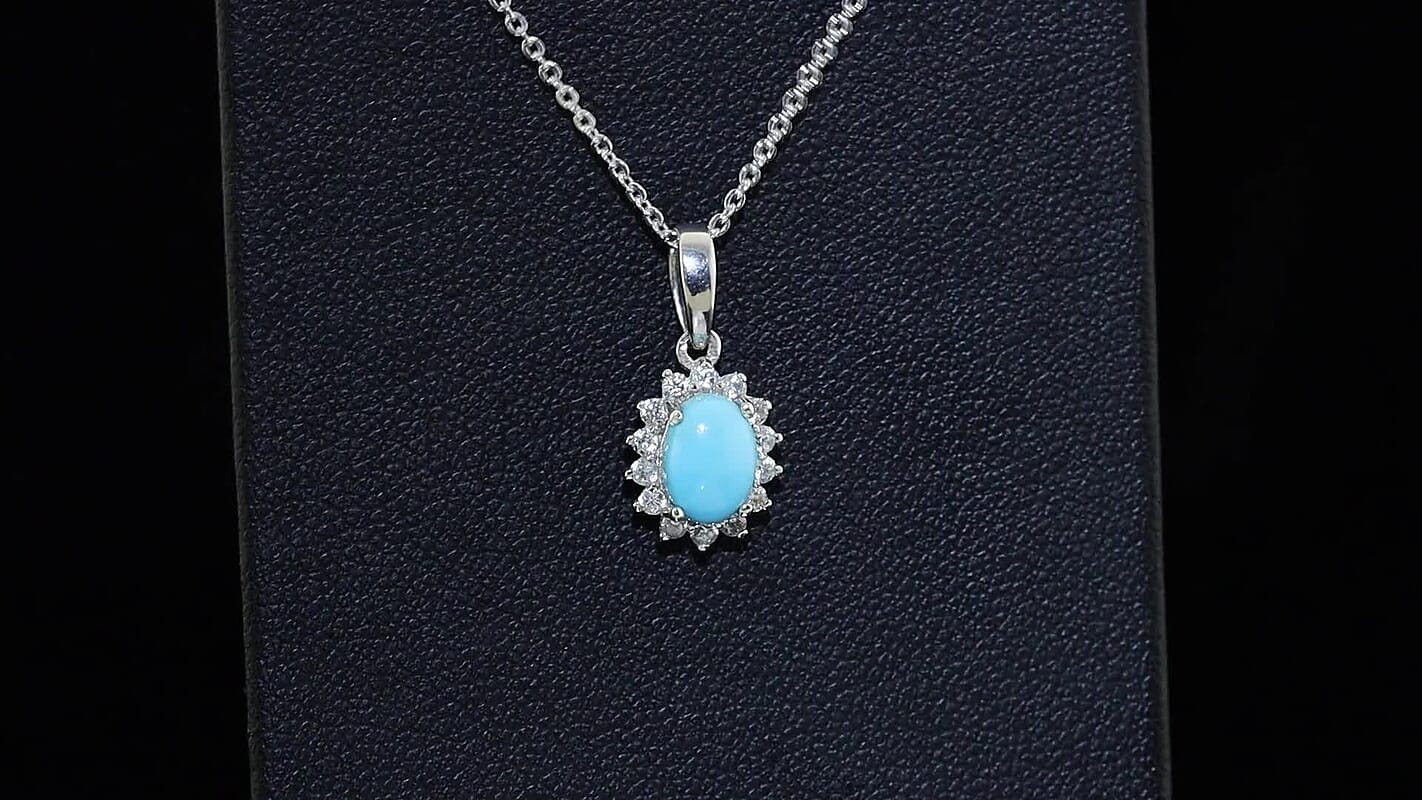 Pendant with Cable Chain CL-35 (Size 20) in Rhodium Over Sterling Silver 1.34 ctw