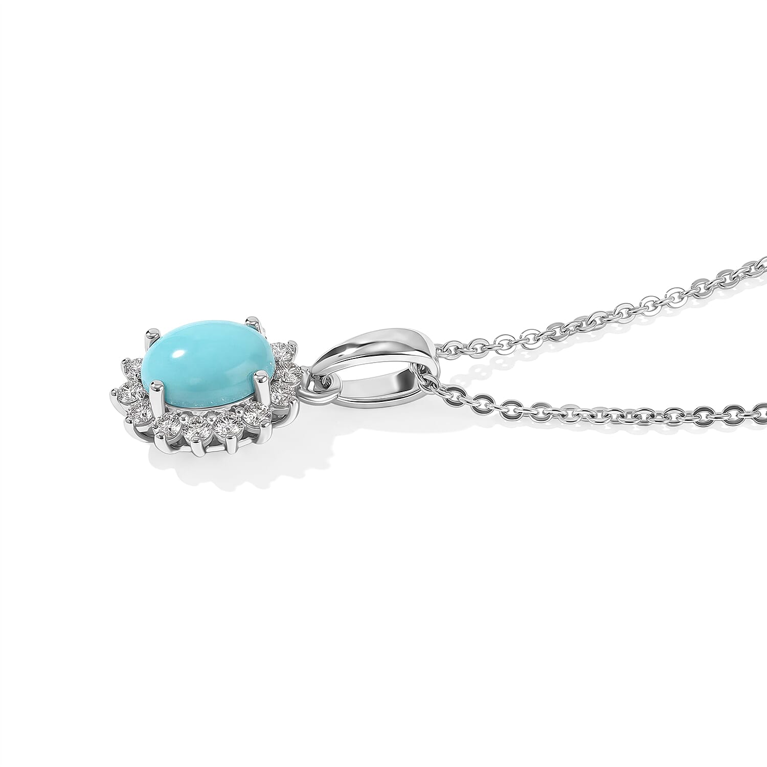 Pendant with Cable Chain CL-35 (Size 20) in Rhodium Over Sterling Silver 1.34 ctw