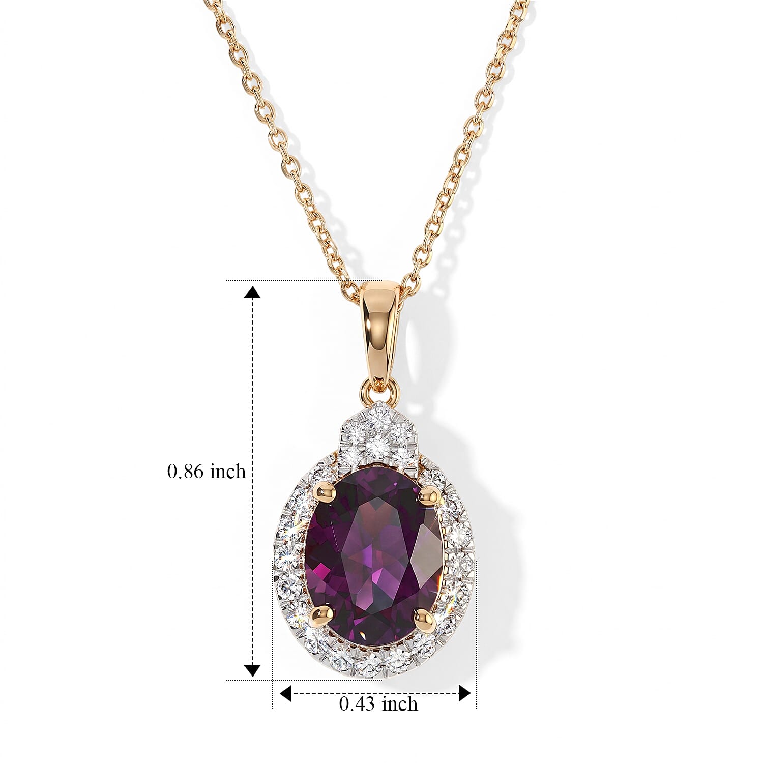 Certified and Appraised Luxoro AAA Radiant Ember Garnet and Diamond (I2) 3.57 ctw Pendant Necklace in 10K Yellow Gold (18 Inches)