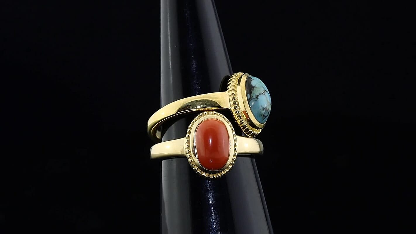 Set of 2 - Solitaire Ring in 18K YG Vermeil Sterling Silver Wt. 14 g 3.90 ctw