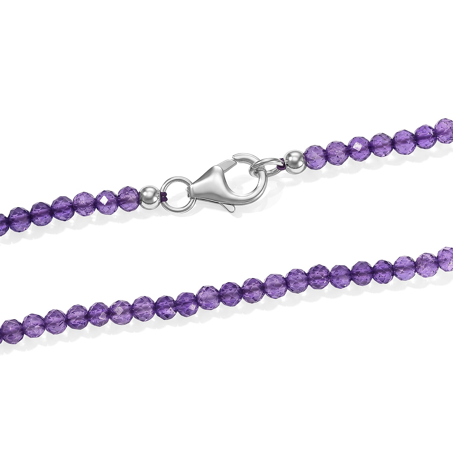Doorbuster D'Joy African Amethyst 84.85 ctw Pendant with Beaded Necklace in Rhodium Over Sterling Silver 20 Inches