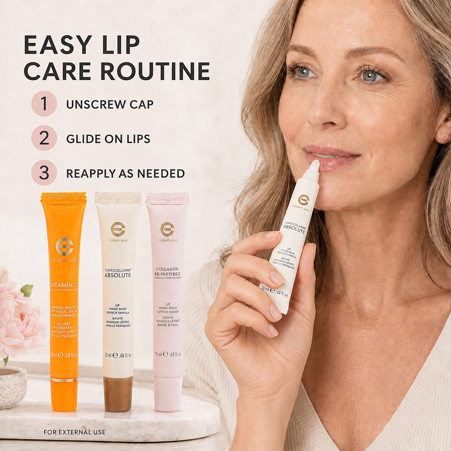 Elizabeth Grant Magic Lip Balm Trio (3x 0.68oz) Vanilla, Passionfruit, & Cotton Candy (Ships in 3-5 Days)