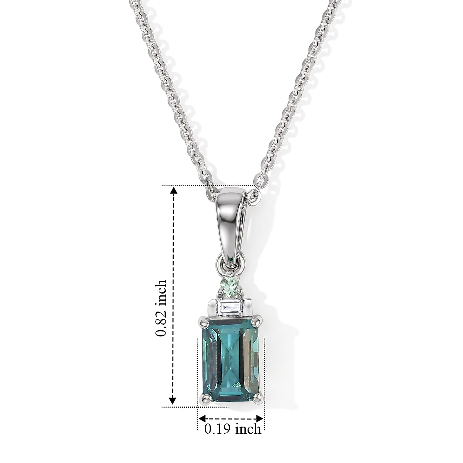 D'Joy Premium Monte Belo Indicolite, Paraiba Tourmaline and Diamond I2 0.60 ctw Pendant Necklace in Rhodium Over Sterling Silver 20 Inches