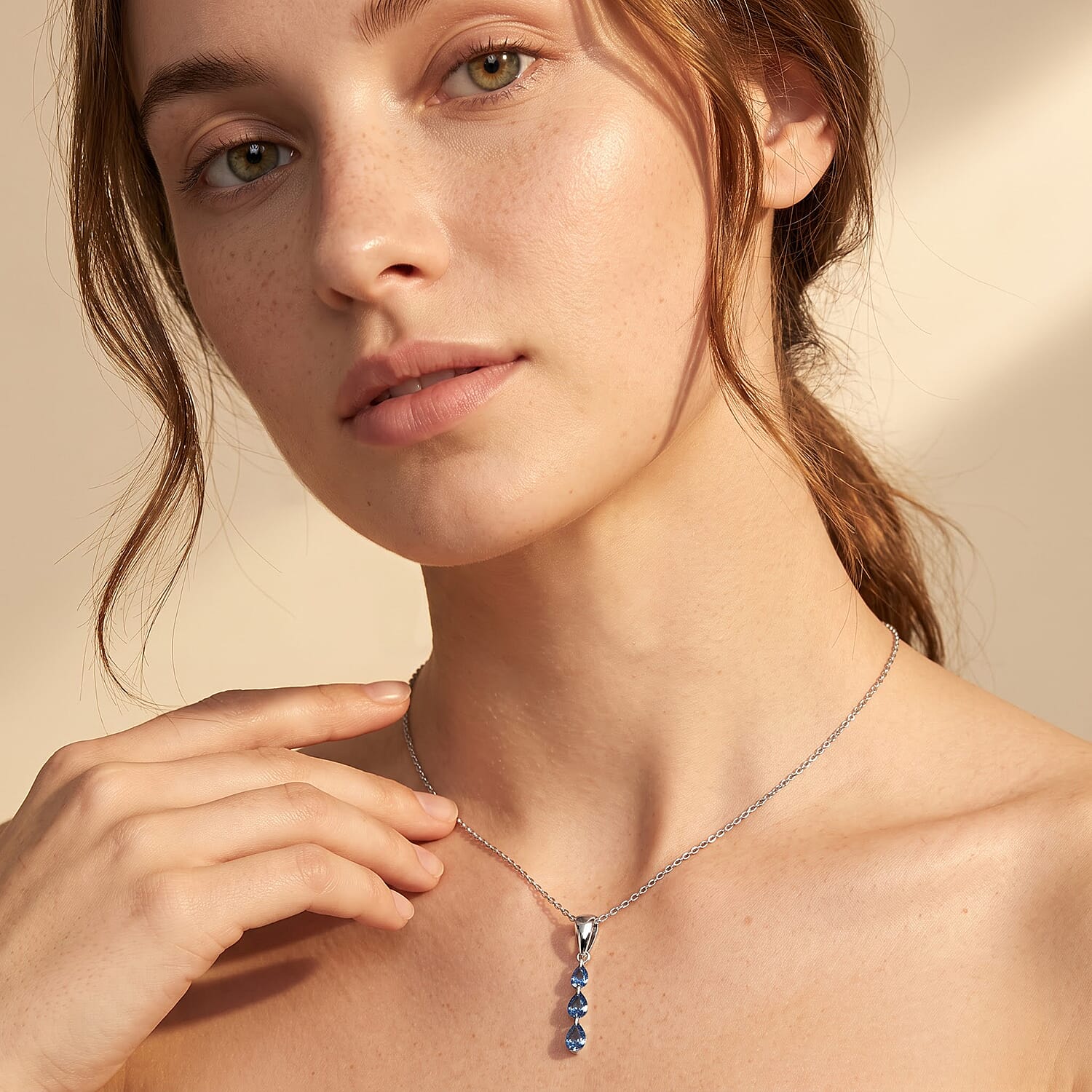 Luxuriant Lab Grown Blue Diamond (IR) SI 0.50 ctw Pendant Necklace in Rhodium Over Sterling Silver 18-20 Inches
