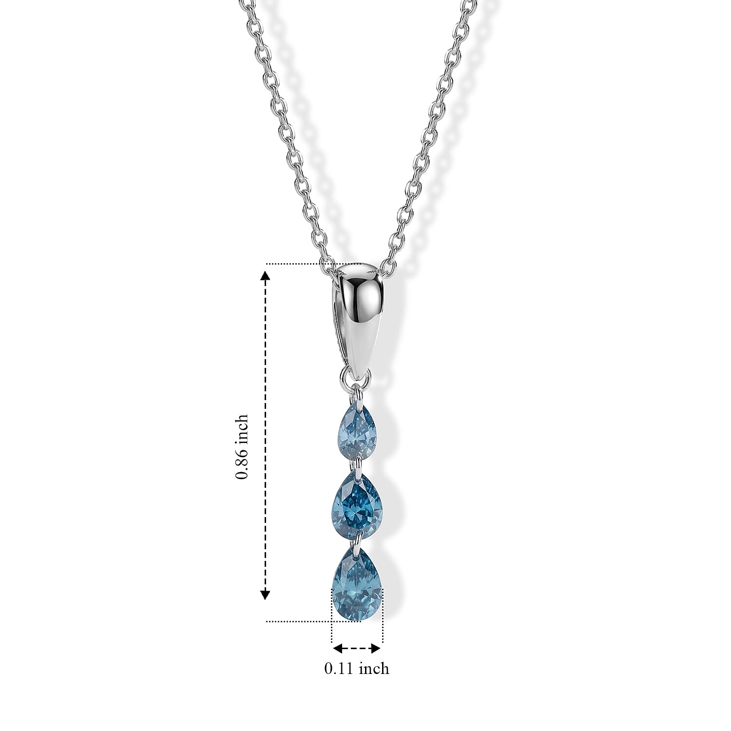 Luxuriant Lab Grown Blue Diamond (IR) SI 0.50 ctw Pendant Necklace in Rhodium Over Sterling Silver 18-20 Inches