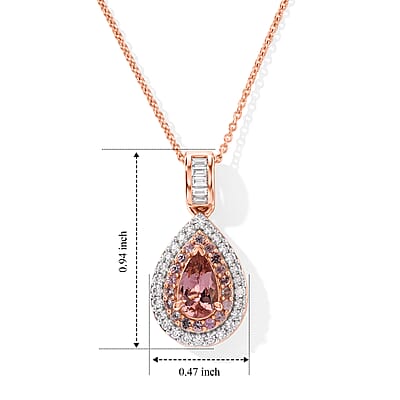 D'Joy Premium Blush Tourmaline and Multi Gemstone 1.35 ctw Pendant Necklace in 18K Vermeil Rose Gold Over Sterling Silver 20 Inches