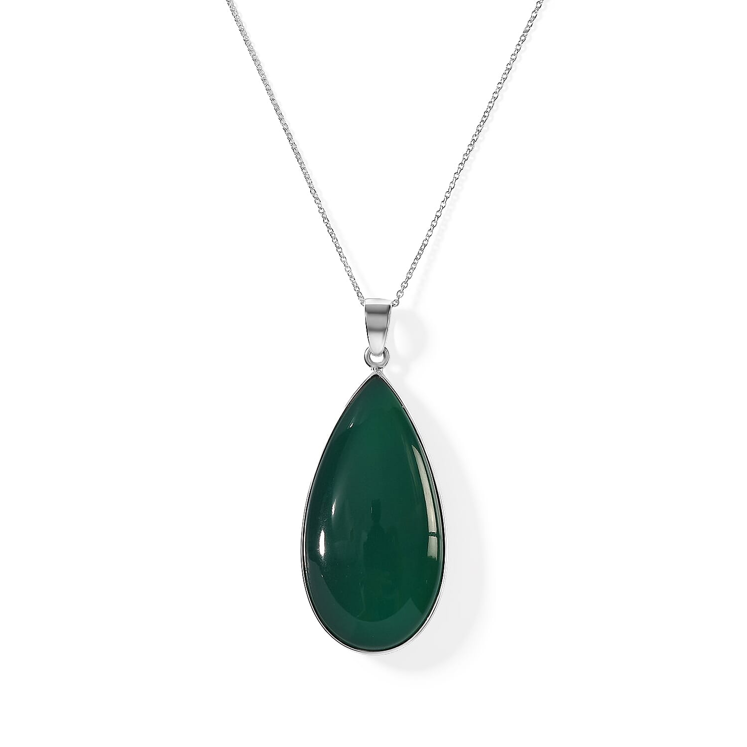 Premium Verde Onyx 39.30 ctw Drop Pendant Necklace in Sterling Silver 20 Inches