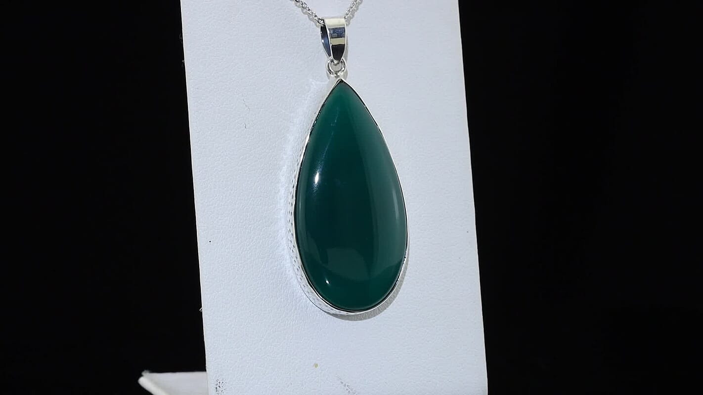 Premium Verde Onyx 39.30 ctw Pendant Necklace in Sterling Silver 20 Inches
