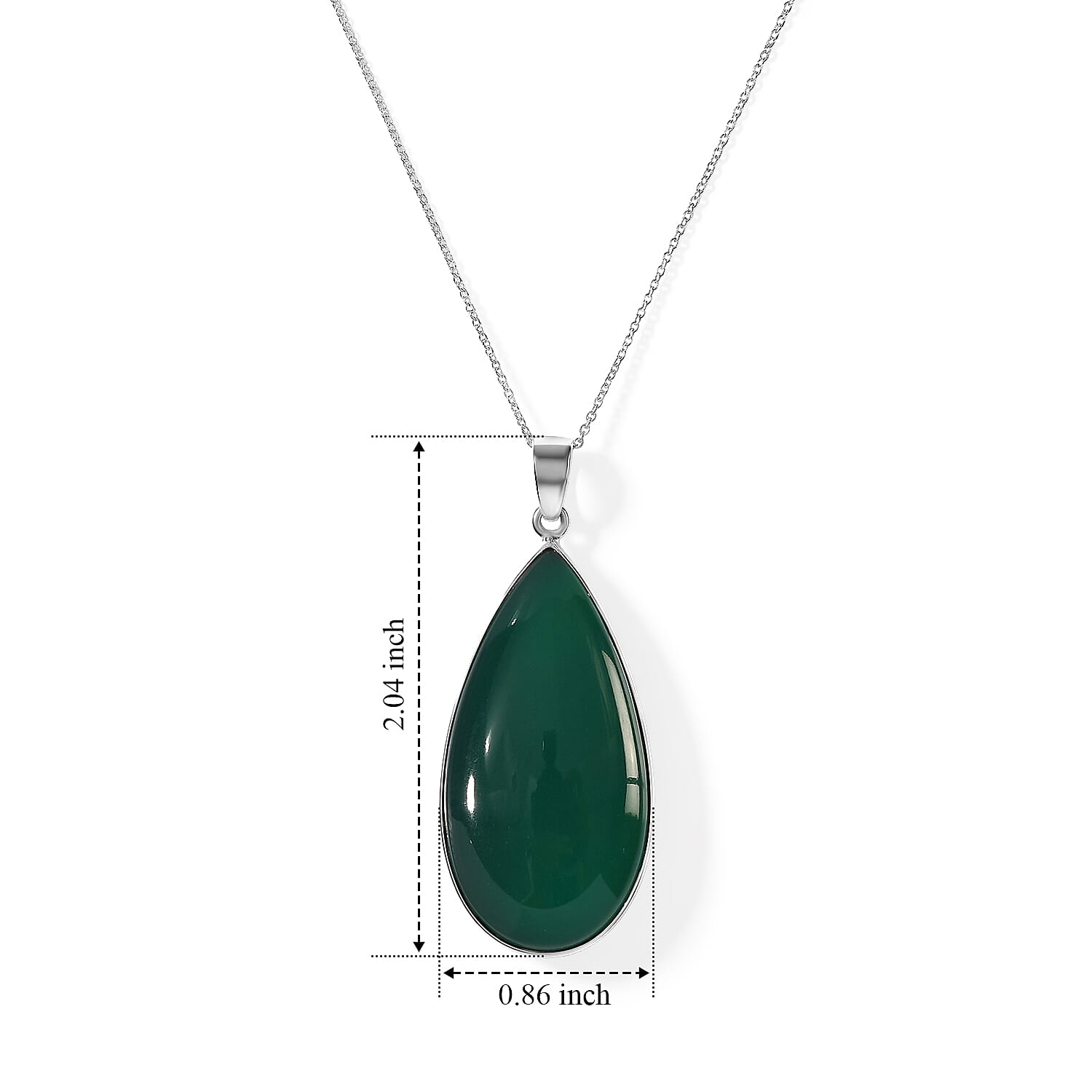 Premium Verde Onyx 39.30 ctw Drop Pendant Necklace in Sterling Silver 20 Inches