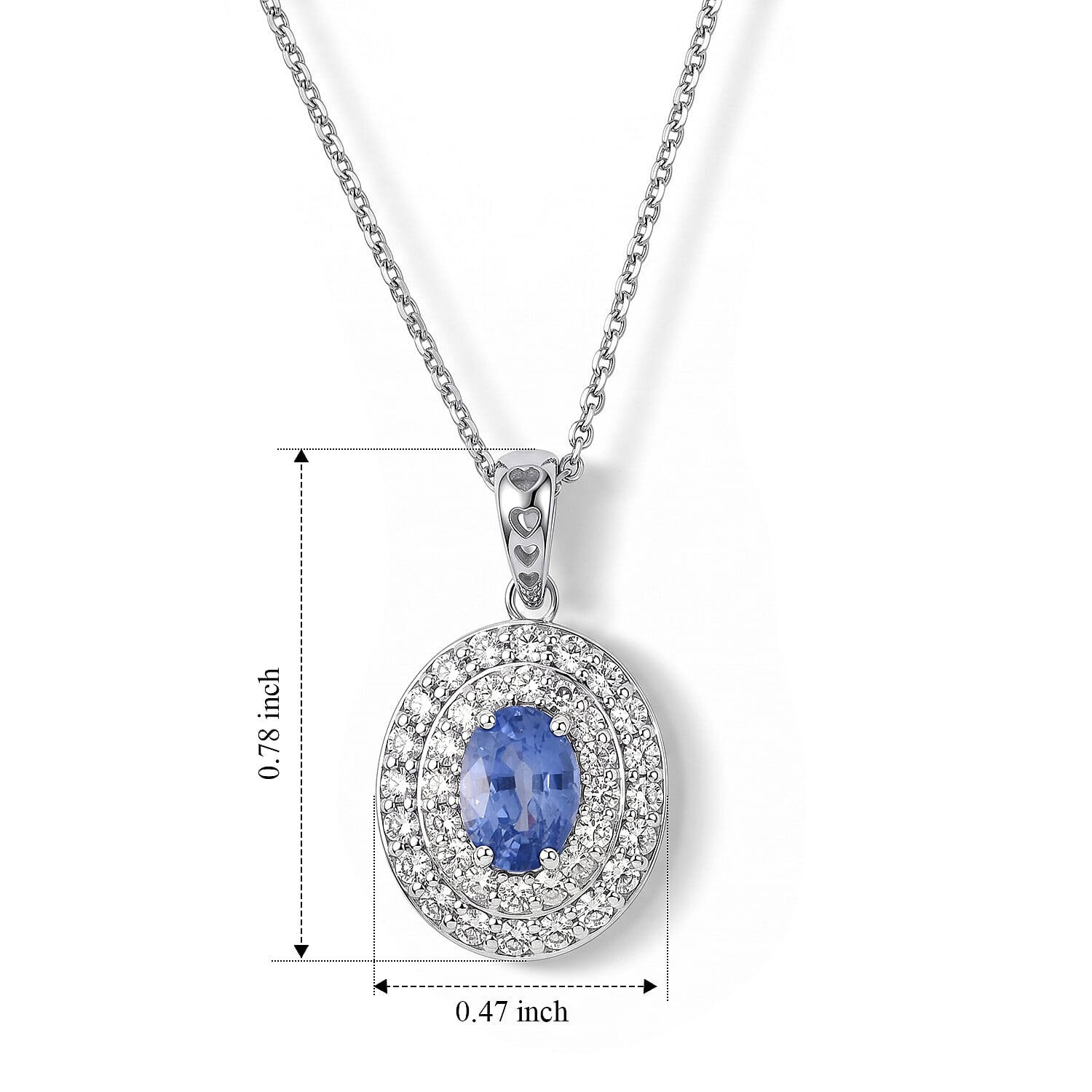 Mirage Collection AAA Ceylon Blue Sapphire and Luxuriant Lab Grown Diamond G-H SI 1.60 ctw Palace Coronation Pendant Necklace in 10K White Gold 18 Inches