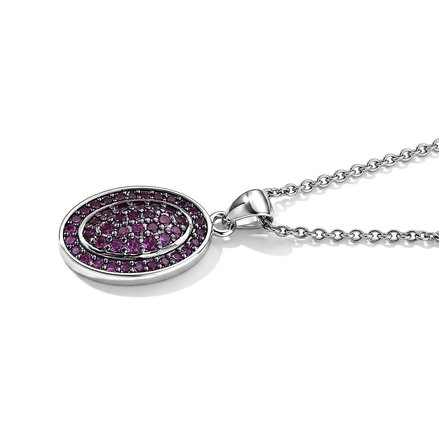 EverTrue Synthetic Ruby 1.10 ctw Pendant in Platinum Bond with Stainless Steel Necklace 20 Inches