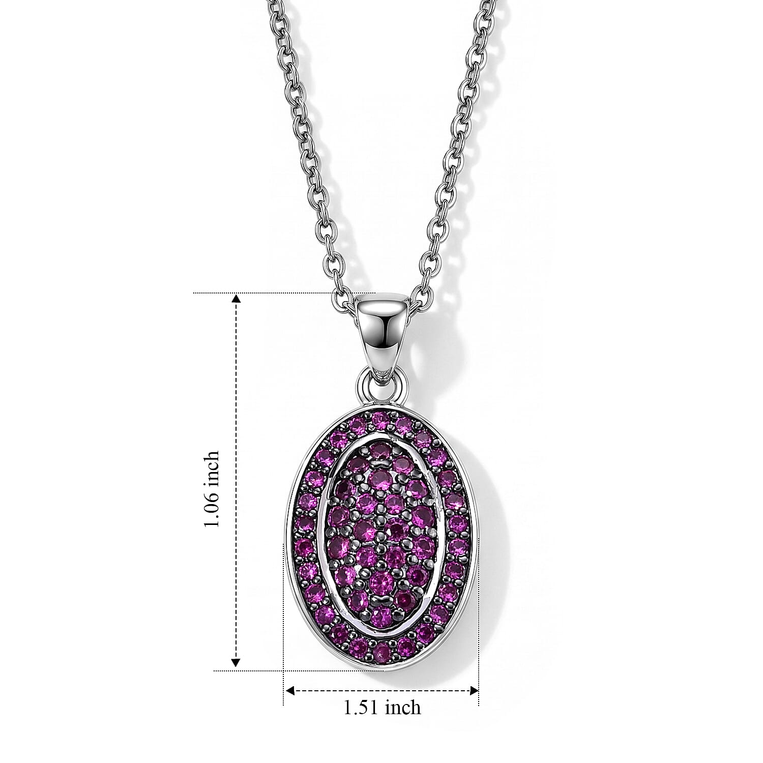 EverTrue Synthetic Ruby 1.10 ctw Pendant in Platinum Bond with Stainless Steel Necklace 20 Inches