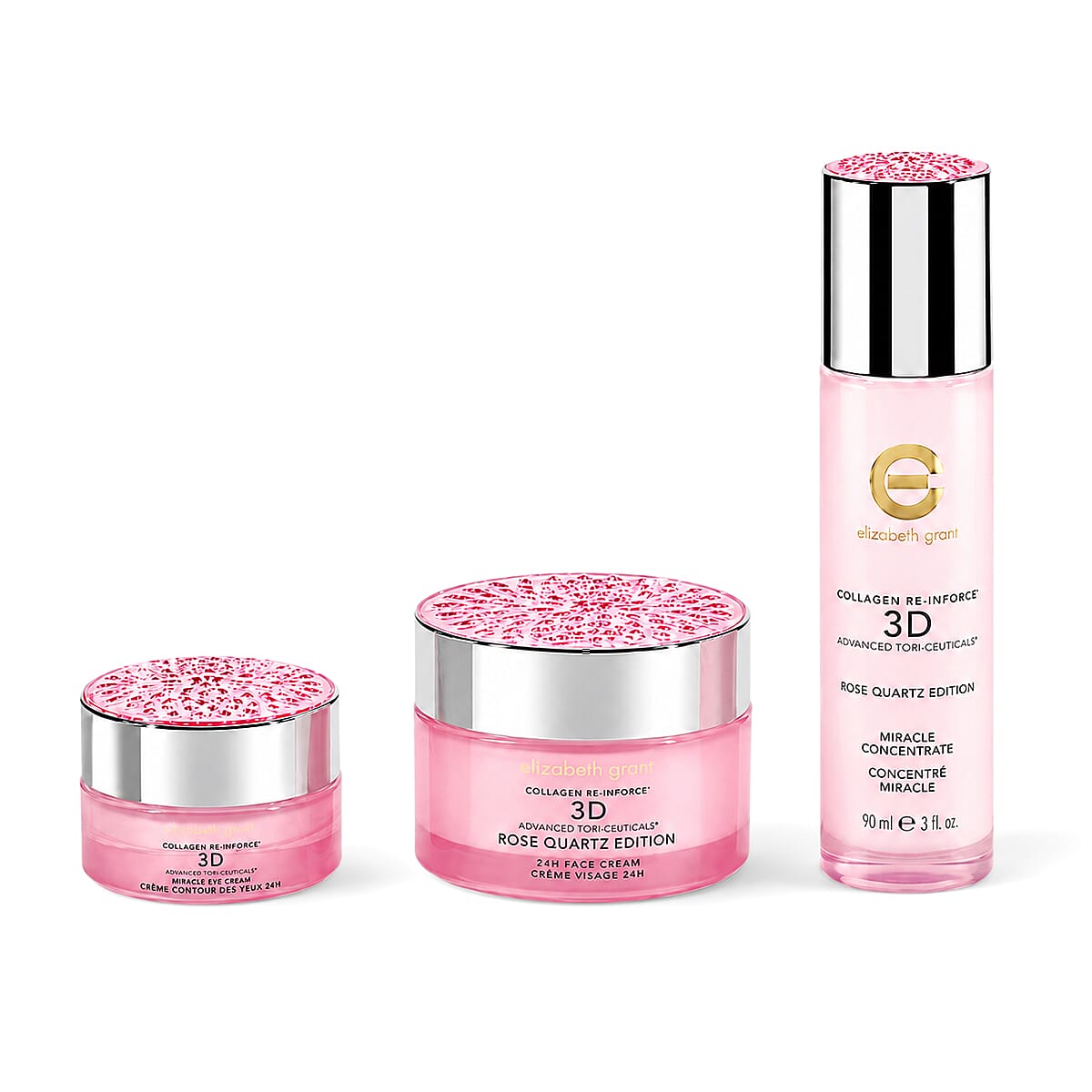 Elizabeth Grant Collagen Re-Inforce 3-piece Rose Quartz Edition with Golden Toiletry Bag