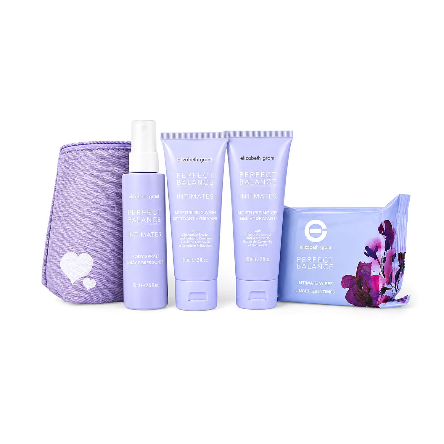 Elizabeth Grant 3 Piece Perfect Balance Intimates Travel Collection (25 wipes, 2oz Gel, & 2.5oz Spray)