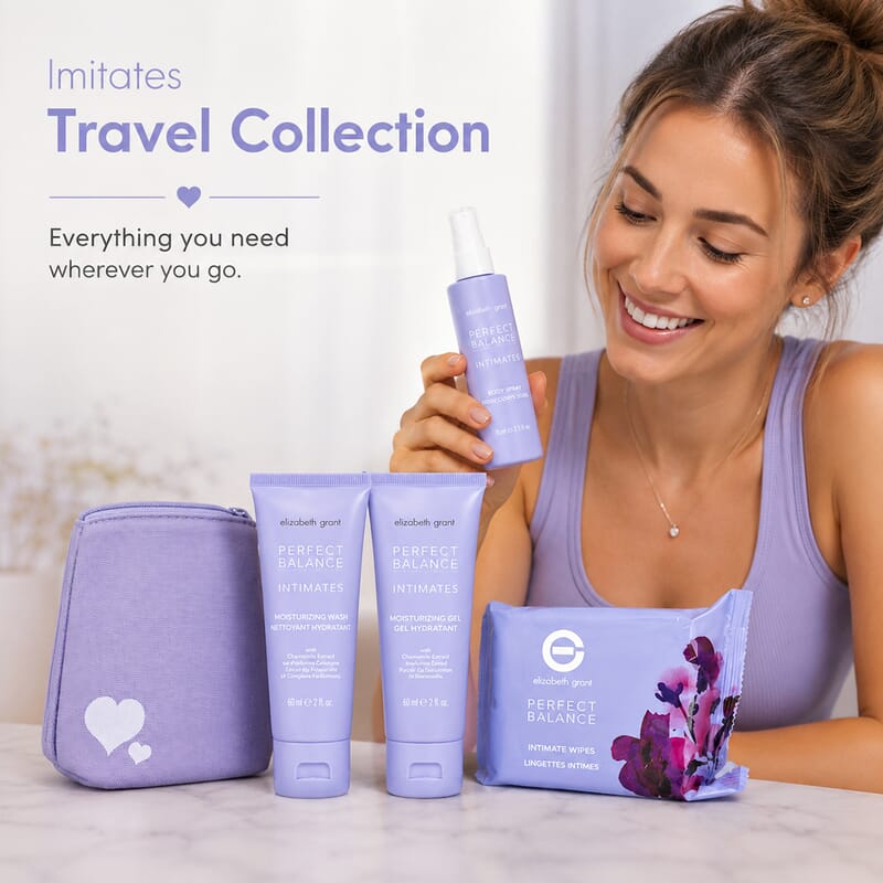 Elizabeth Grant 3 Piece Perfect Balance Intimates Travel Collection (25 wipes, 2oz Gel, & 2.5oz Spray)