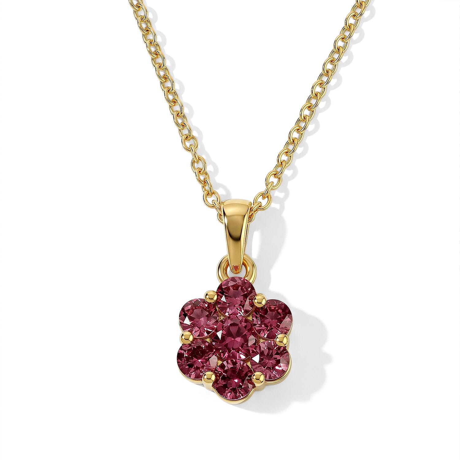 D'Joy Premium Tanzanian Wine Garnet 2.00 ctw Pendant in 18K Vermeil YG Over Sterling Silver with ION Plated YG Stainless Steel Necklace 20 Inches