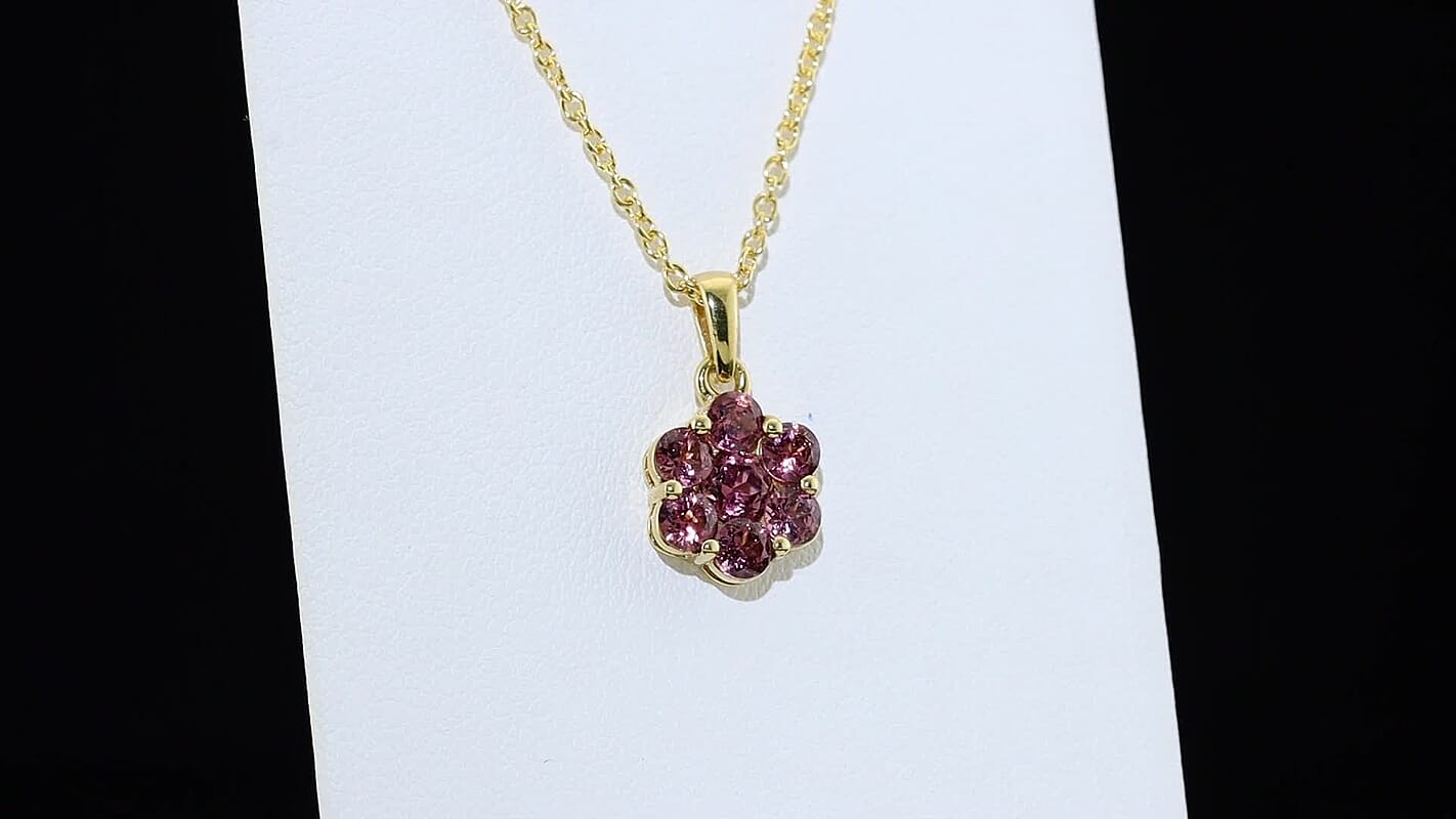 D''Joy Premium Tanzanian Wine Garnet 2.00 ctw Pendant in 18K Vermeil YG Over Sterling Silver with ION Plated YG Stainless Steel Necklace 20 Inches