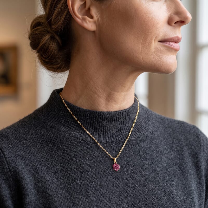 D'Joy Premium Tanzanian Wine Garnet 2.00 ctw Pendant in 18K Vermeil YG Over Sterling Silver with ION Plated YG Stainless Steel Necklace 20 Inches