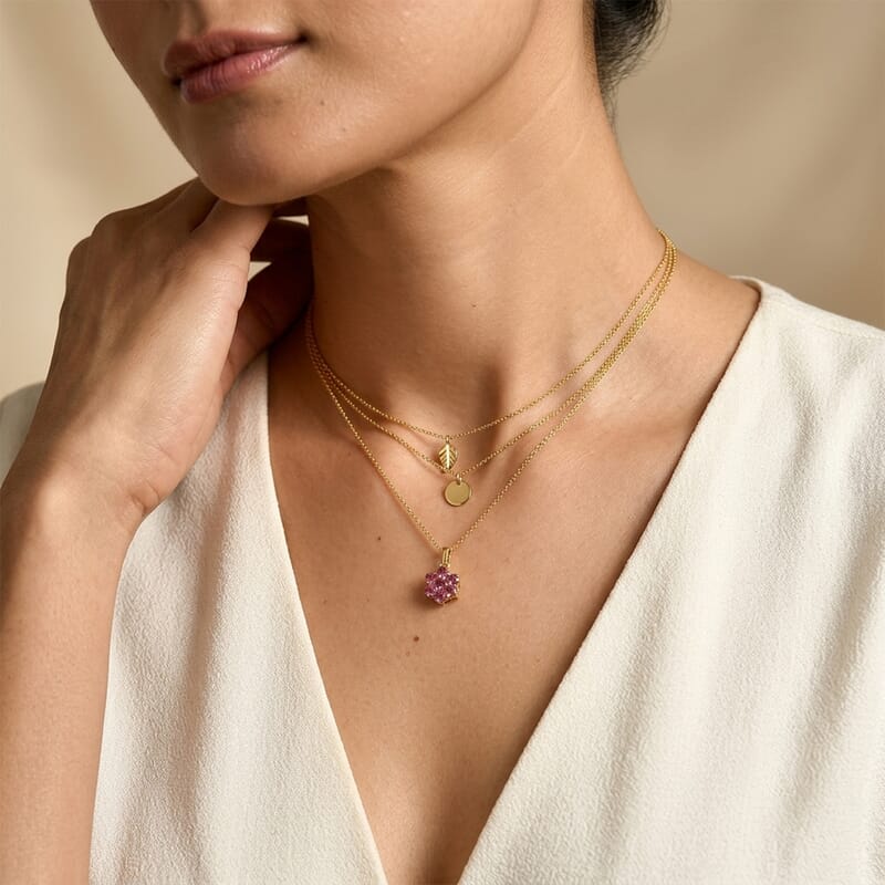 D'Joy Premium Tanzanian Wine Garnet 2.00 ctw Pendant in 18K Vermeil YG Over Sterling Silver with ION Plated YG Stainless Steel Necklace 20 Inches
