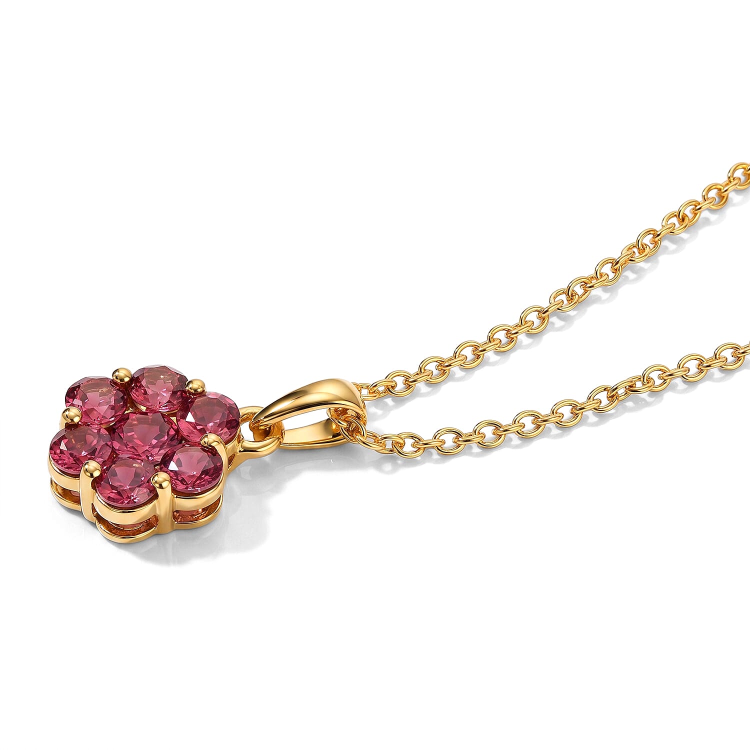 D'Joy Premium Tanzanian Wine Garnet 2.00 ctw Pendant in 18K Vermeil YG Over Sterling Silver with ION Plated YG Stainless Steel Necklace 20 Inches